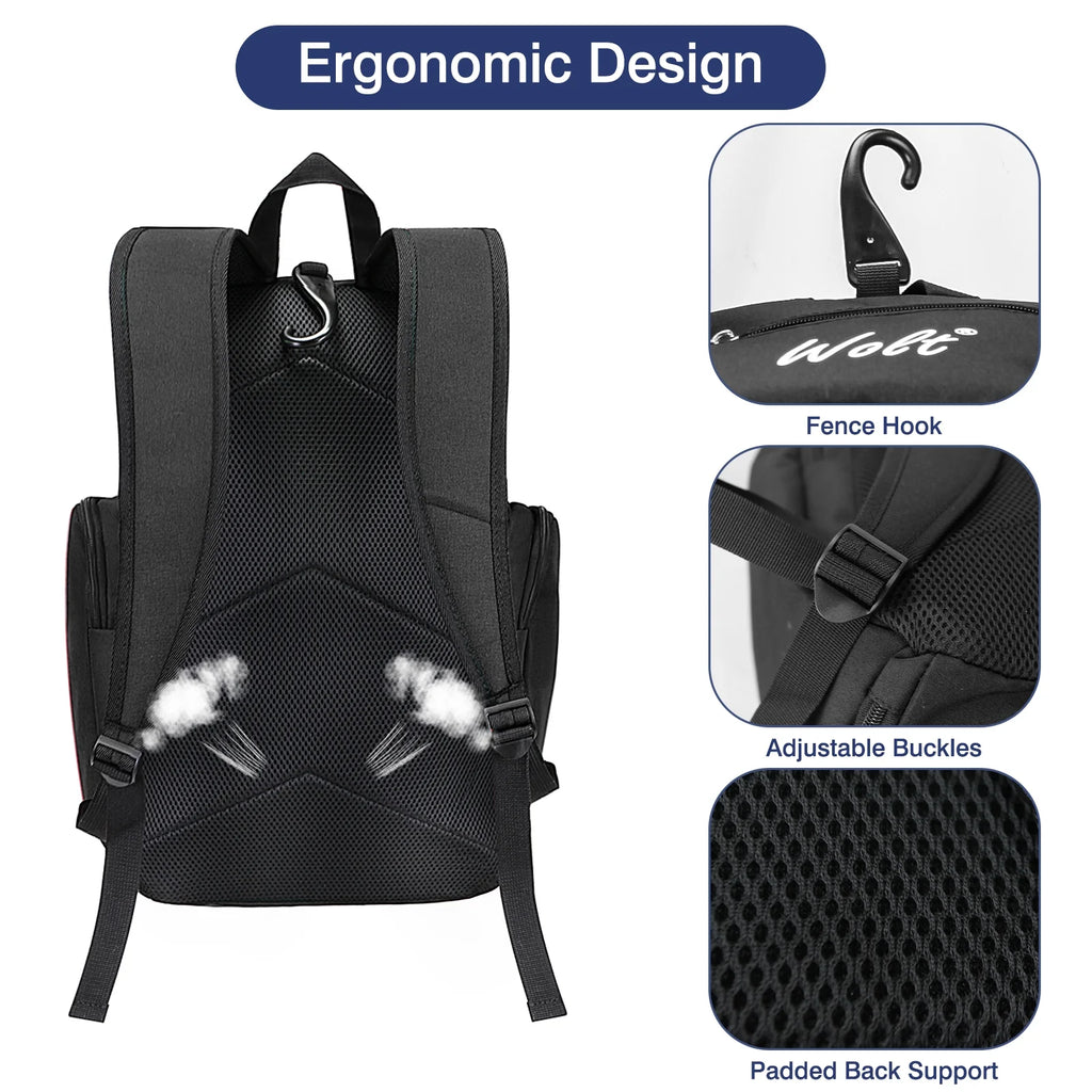 Pro Baseball Bag Backpack for Men Multifunctional Baseball Equipment Backpack for Sports Black
