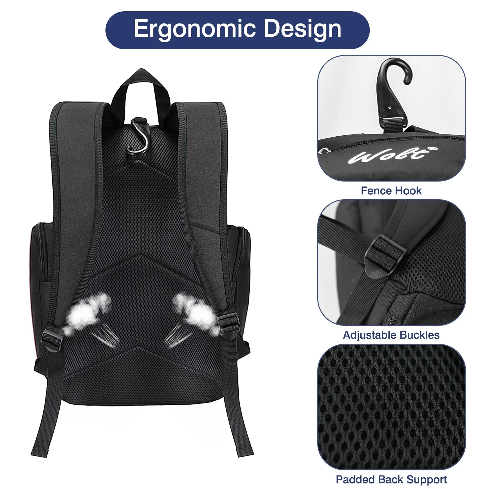 Pro Baseball Bag Backpack for Men Multifunctional Baseball Equipment Backpack for Sports Black