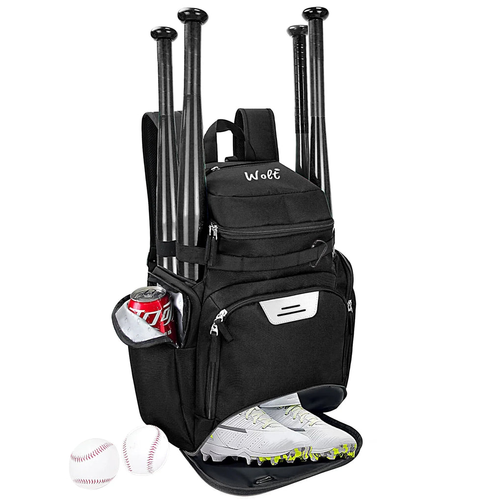 Pro Baseball Bag Backpack for Men Multifunctional Baseball Equipment Backpack for Sports Black
