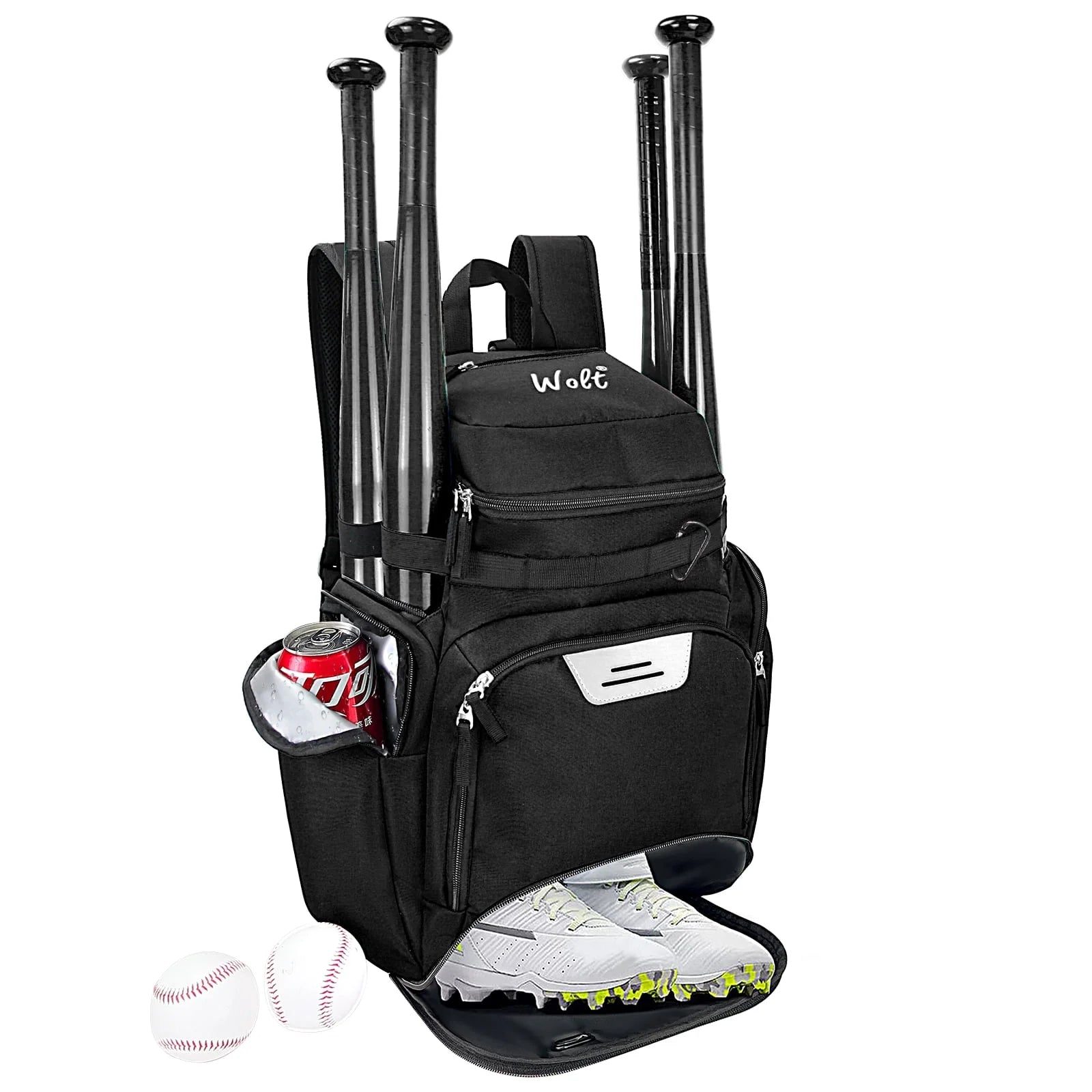 Pro Baseball Bag Backpack for Men Multifunctional Baseball Equipment Backpack for Sports Black