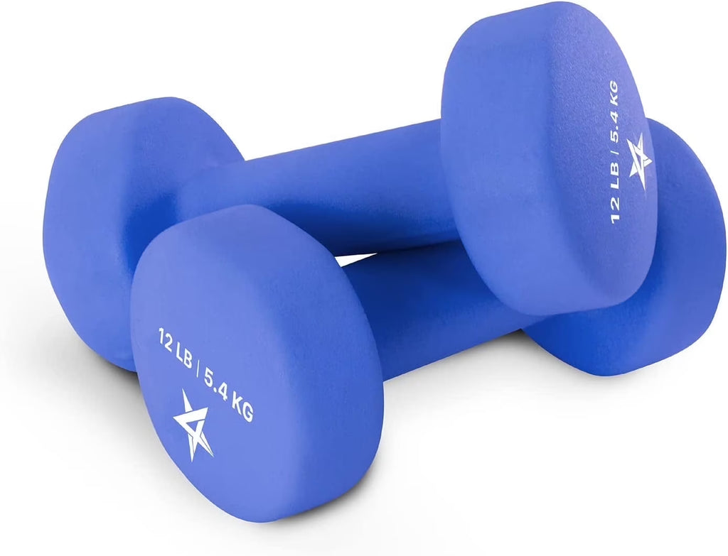 Neoprene Coated Dumbbell for Women, Black, 10 Lb Pair