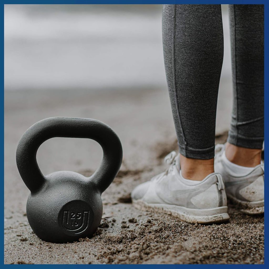 Usa-Iron POWDERCOATED Kettlebell [Weights 20Lb 25Lb 35Lb 44Lb 50Lb] **MADE in USA** for Men and Women with Wide Grip Handle, Home Gym, Kettle Bell for Core Fitness, Strength Training, Fitness & Muscle Building