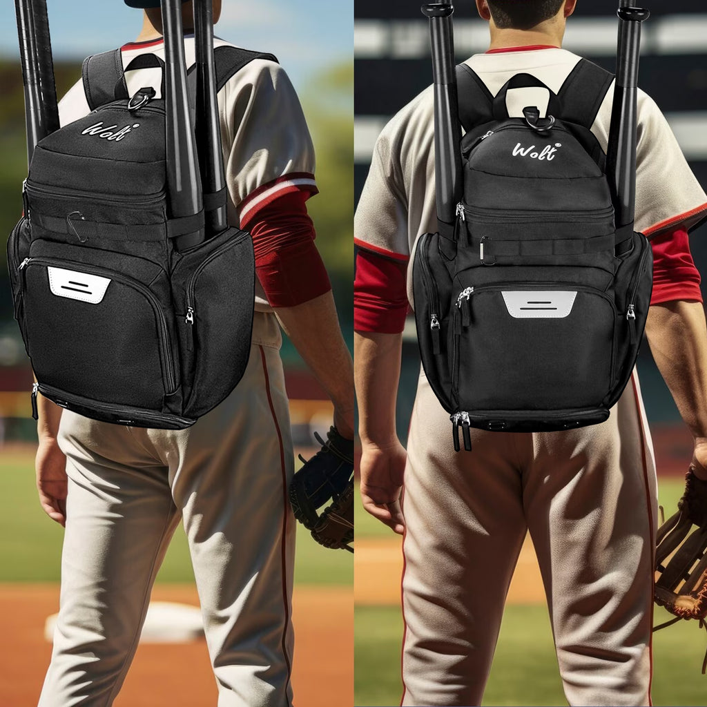 Pro Baseball Bag Backpack for Men Multifunctional Baseball Equipment Backpack for Sports Black